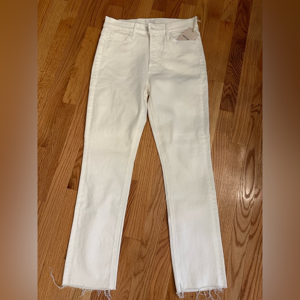 Mother white frayed jeans